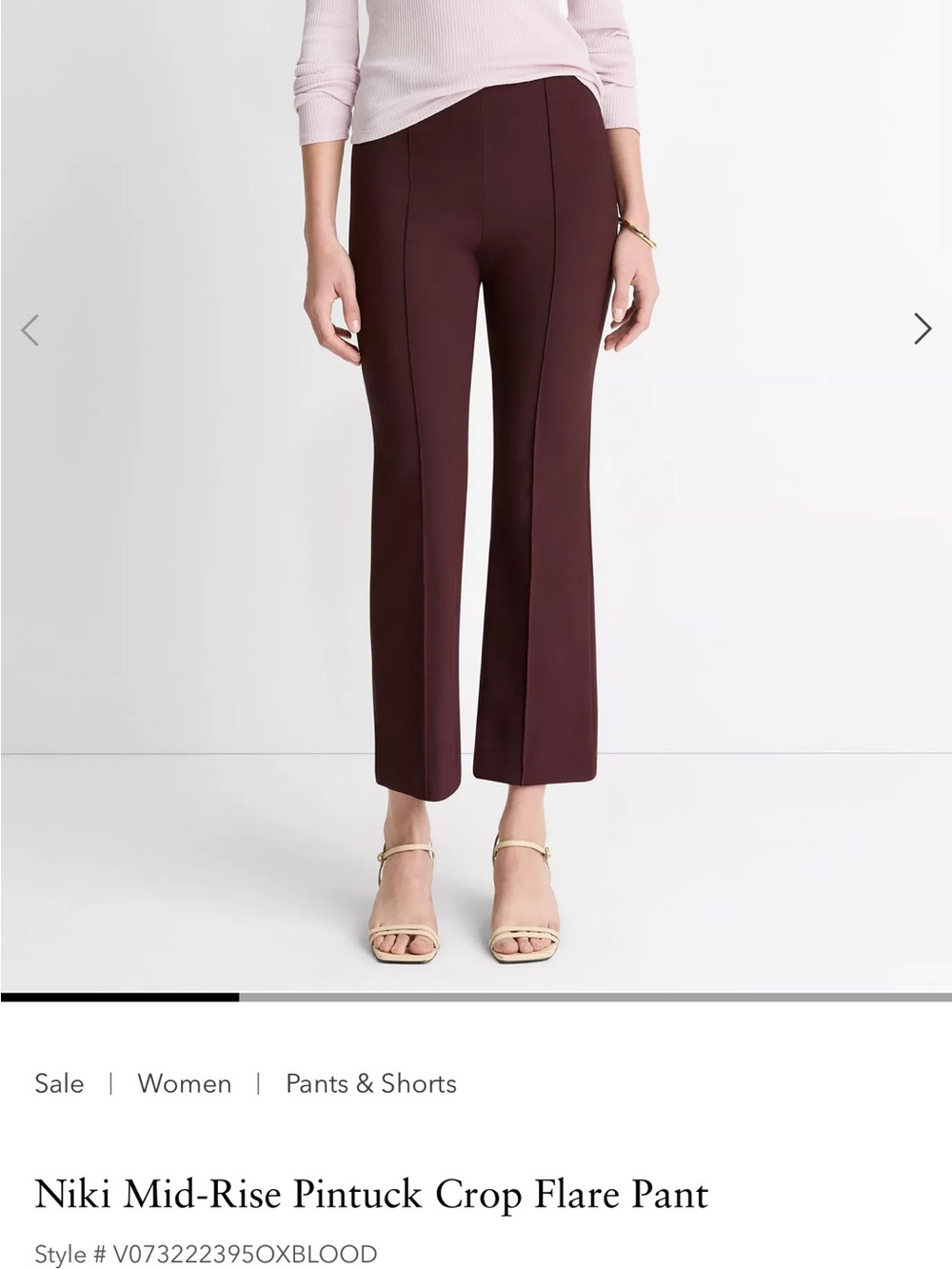 Vince Oxblood Pintuck Crop Flare Pants